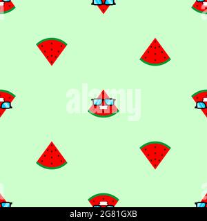 Wassermelone mit Gläsermuster nahtlos. Wassermelone kühlen Hintergrund Stock Vektor