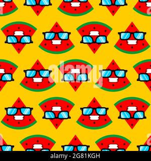 Wassermelone mit Gläsermuster nahtlos. Wassermelone kühlen Hintergrund Stock Vektor