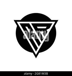 RR-Logo mit negativem Dreieck und kreisförmiger Designvorlage auf weißem Hintergrund isoliert Stock Vektor