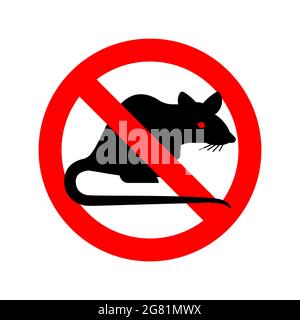 Stop Ratte. Verbot große Maus. Nagetier unerschwinglich Zeichen Vector Illustration Stock Vektor