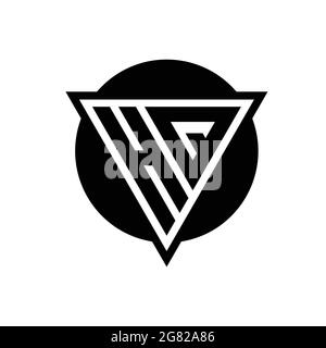 HQ-Logo mit negativem Dreieck und kreisförmiger Designvorlage auf weißem Hintergrund isoliert Stock Vektor