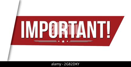 Wichtiges Bannerdesign auf weißem Hintergrund, Vektorgrafik Stock Vektor