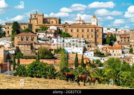 Skyline von Caceres in Spanien Stockfoto