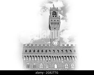 Der berühmte Palazzo Vecchio in Florenz - der Palazzo Vecchio im historischen Stadtzentrum Stockfoto