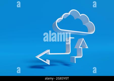 Wolkenform mit auf- und Abwärtspfeilen. 3d-Illustration. Stockfoto