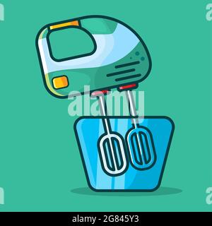 Elektronischer Handmixer isolierte Vektorgrafik in flacher Ausführung Stock Vektor