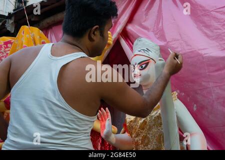 Kolkata, Westbengalen, Indien - 7. Oktober 2018 : Tonidol der Göttin Laxmi, in Vorbereitung für das 'Durga Puja' Festival in Kumartuli . Größtes Festfest Stockfoto