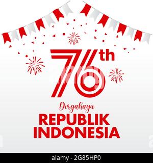 Indonesia Independence Day Logo Konzept. Dirgahayu Republik indonesien bedeutet Unabhängigkeitstag der Republik Indonesien Stock Vektor