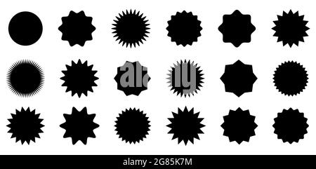Set von schwarzen Verkauf Aufkleber. Vektor Stern Preisschild oder Qualitätszeichen Abzeichen für leere Vorlage Design Stock Vektor
