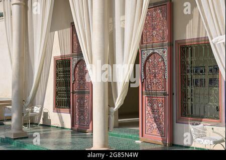 Le Jardin Secret / The Secret Garden - ein Palast aus dem 19. Jahrhundert mit traditionellen islamischen Gärten, Marrakesch, MA Stockfoto