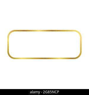Golden glänzend glühenden Vintage Rechteck Rahmen mit Schatten isoliert auf weißem Hintergrund. Goldener realistischer quadratischer Rand. Vektorgrafik Stock Vektor
