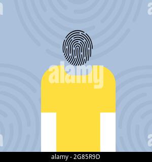 Eine Person mit Fingerabdruck als Kopf Stock Vektor