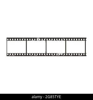 Vier Durchmessungsbilder mit 35-mm-Film-Snip, einfaches schwarzes Symbol auf Weiß Stock Vektor