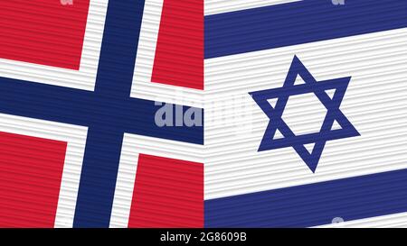 Israel und Norwegen zwei Half Flags zusammen Stofftextur Illustration Stockfoto