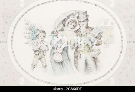 weihnachtsszene mit Dame und Sanftmut