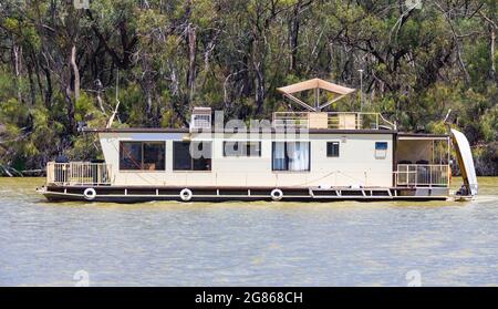 Boot auf dem Murray River zwischen Dareton, NSW und Victoria, Australien Stockfoto