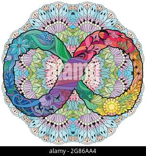 Vektor ornamental unendlich Symbol zentangle gestylt auf Mandala. Ewiges Lebenszeichen. Von Hand gezeichnete Unendlichkeit. Stock Vektor