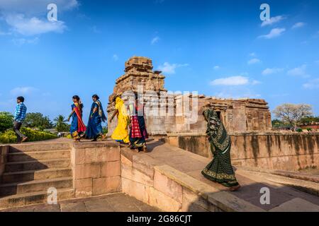 Aibole, Karnataka - 8. Januar 2020 : Hindu-gott-Tempel in Aibole. Eines der berühmten Touristenziele in Karnataka, Indien. Stockfoto