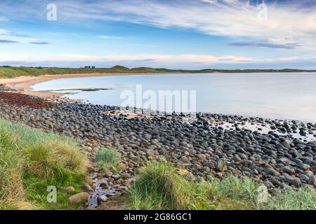 Embleton Bay und der felsige Strand an der Küste von Northumberland in England, Großbritannien Stockfoto