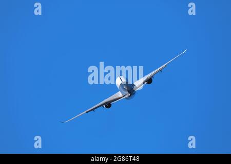 AIRBUS A350 XWB. Demonstrationsflug von Modern Airliner auf der Flugschau MAKS 2019. SCHUKOWSKI, RUSSLAND, 30. AUGUST 2019 Stockfoto
