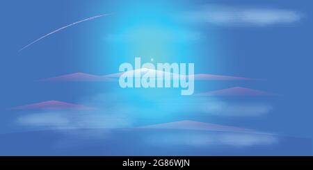 Abstrakt Hintergrund schön blau Farbe Natur Landschaft Hügel Insel Meer Tapete Hintergrund Muster Kunst Grafik Design Vektor Illustration EPS10 Stock Vektor