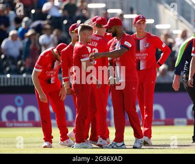 17. Juli 2021; Emirates Old Trafford, Manchester, Lancashire, England; T20 Vitality Blast Cricket, Lancashire Lightning gegen Yorkshire Vikings; Stockfoto