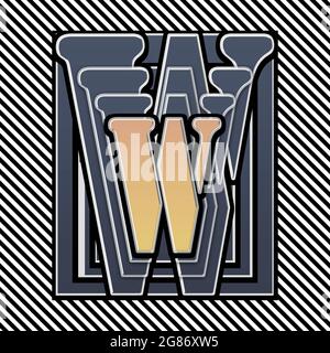 Monogramm mit Großbuchstaben W-Schablonierung Stockfoto
