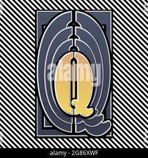 Monogramm mit Großbuchstaben Q-Schablonierung Stockfoto