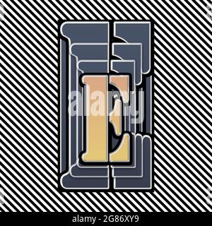 Monogramm mit Großbuchstaben E-Schabloniert Stockfoto