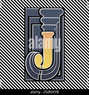 Monogramm mit Großbuchstaben und J-Schablonierung Stockfoto