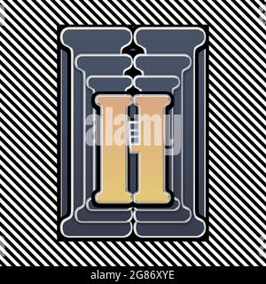 Monogramm mit Großbuchstabe H mit Schablonierung Stockfoto
