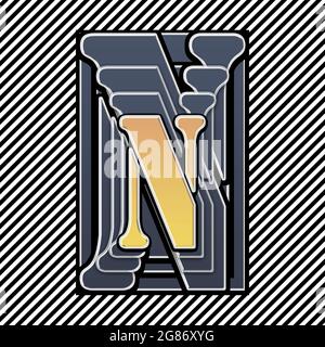 Monogramm mit dem Großbuchstaben N, geschmiert Stockfoto