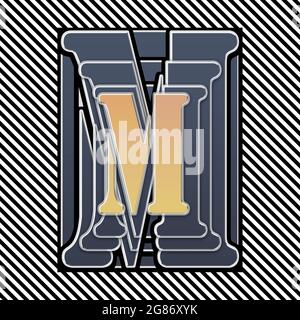 Monogramm mit Großbuchstabe M mit Schablonierung Stockfoto