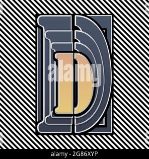 Monogramm mit dem Großbuchstaben D als Schablonierung Stockfoto