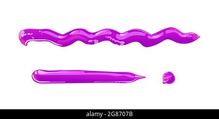 Set aus violetten Schleimflecken, Spritzern oder Blobs. Rosa Gelee in Cartoon-Flat-Stil. Vektordesign-Elemente. Stock Vektor