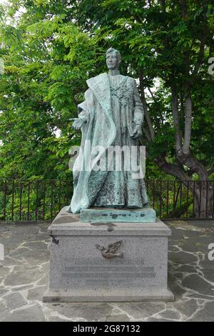 Statue des seligen Karls von Habsburg, Estátua do Beato Carlos de Habsburgo, Funchal, Madeira, Portugal, Europa Stockfoto