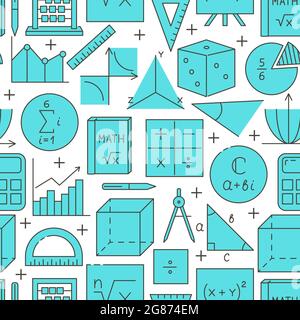 Mathe lernen nahtlose Muster im Linienstil. Vektorgrafik. Stock Vektor