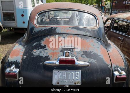 Der Kofferraum einer Dodge Deluxe Limousine aus dem Jahr 1948 in Pomeroy, Washington, USA Stockfoto