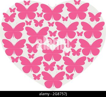 Ein Herz aus Schmetterlingen. Vektorgrafik. Stock Vektor