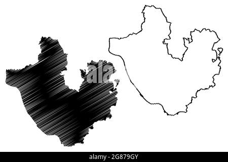 Landkreis Neuwied (Bundesrepublik Deutschland, Land Rheinland-Pfalz) Kartenvektordarstellung, Scribble-Skizze Neuwied-Karte Stock Vektor