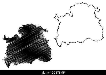 Landkreis Nordhausen (Bundesrepublik Deutschland, Landkreis, Freistaat Thüringen) Kartenvektordarstellung, Scribble-Skizze Nordhausen-Karte Stock Vektor