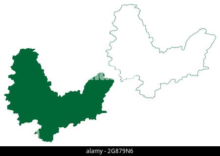 Sikar Bezirk (Rajasthan Staat, Republik von Indien) Karte Vektor Illustration, scribble Skizze Sikar Karte Stock Vektor