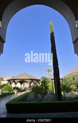 Le Jardin Secret / The Secret Garden - ein Palast aus dem 19. Jahrhundert mit traditionellen islamischen Gärten, Marrakesch, MA Stockfoto