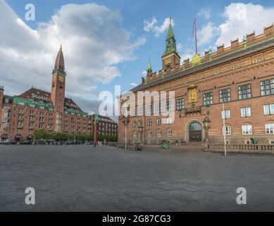 Rathausplatz - Radhuspladsen - Kopenhagen, Dänemark Stockfoto