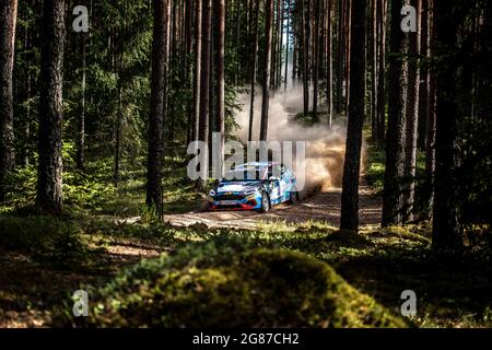 48 Pajari Sami (FIN), Salminen Marko (FIN), Ford Fiesta Rally4, Aktion während der Rallye Estland, 7. Runde der FIA WRC-Meisterschaft 2021 vom 15. Bis 18. Juli in Tartu, Kreis Tartu in Estland - Foto Nikos Katikis / DPPI Stockfoto