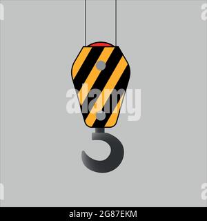 Hebekran. Haken an einem Stahlseil anheben. Stock Vektor