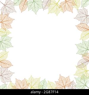 Ahornholzblattgestell. Vektorgrafik. Herbst Farben Grafik Karte Vorlage quadratische Grenze. Stock Vektor