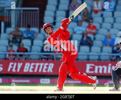 17. Juli 2021; Emirates Old Trafford, Manchester, Lancashire, England; T20 Vitality Blast Cricket, Lancashire Lightning gegen Yorkshire Vikings; Finn Allen &#xa0;of Lancashire Lightning Stockfoto