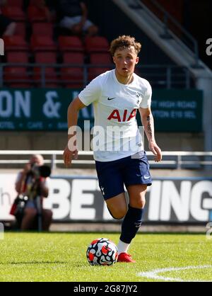 Leyton, Großbritannien. Juli 2021. LONDON, ENGLAND - 17. JULI: Tottenham Hotspur's Alfie Devine während der JE3 Foundation Trophy zwischen Leyton Orient und Tottenham Hotspur am 17. Juli 2021 im Breyer Group Stadium, Leyton, UK Credit: Action Foto Sport/Alamy Live News Stockfoto