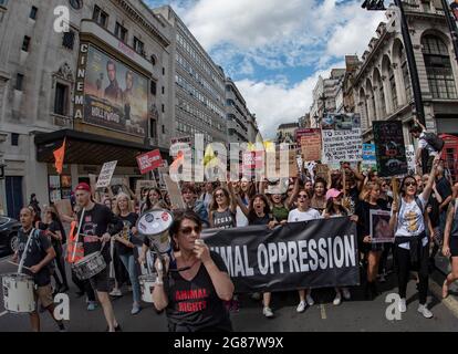 Die Offiziellen Tierrechte März London 2019. Aktivisten marschieren am 17. August 2019 durch die britische Hauptstadt Stockfoto